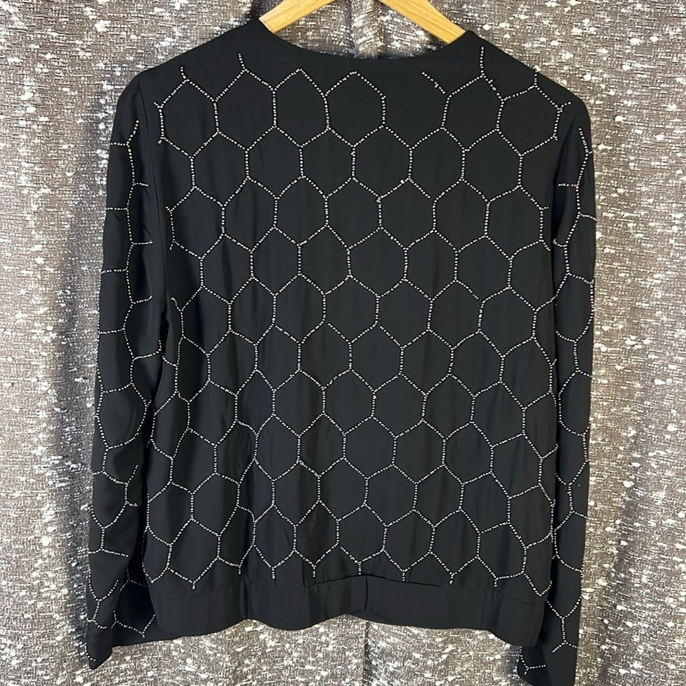 Chico’s hexagon bead light sheer zip up jacket - Picture 7 of 8